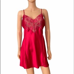 Vintage Victoria Secret red with lace slip dress
